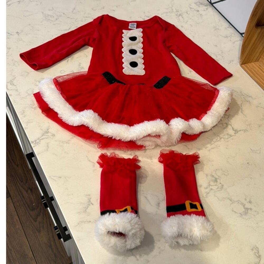 Baby Essentials girl Santa clause Christmas set sz 12m pics party cute